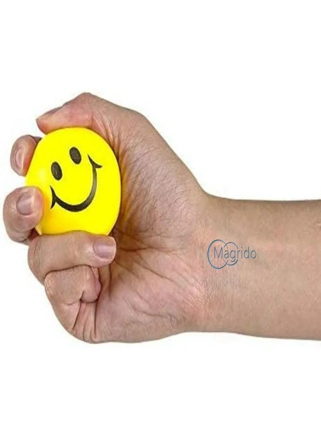 Magrido Smiley Stress Reliever Squeeze Ball for Kids & Adults | Soft Foam Anti-Stress Therapy Ball | Smiley Face Toy for Fun & Relaxation | Yellow Color | Pack of 12 - Image 4